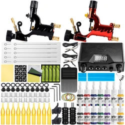 Professional Rotary Tattoo Machine Kit, Pedal Conjunto com Agulhas, Tinta Pigmentada para Iniciantes