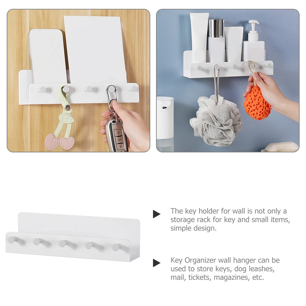 White Key Holder Multi-function Wall Shelf Storage Keys Hanger Wall-mounted Rack Pp Decorative Hook Household