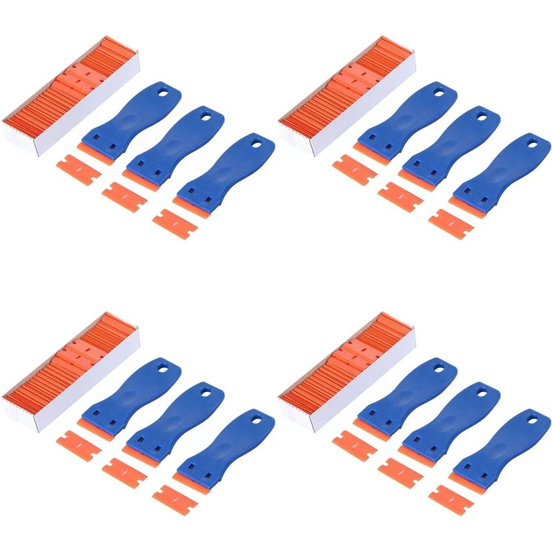 

【HOT】12PCS Plastic Razor Blade Scrapers & 400 PCS 1.5 Inch Double Edge Plastic Razor Blades For Auto Window Tint Vinyl Tool