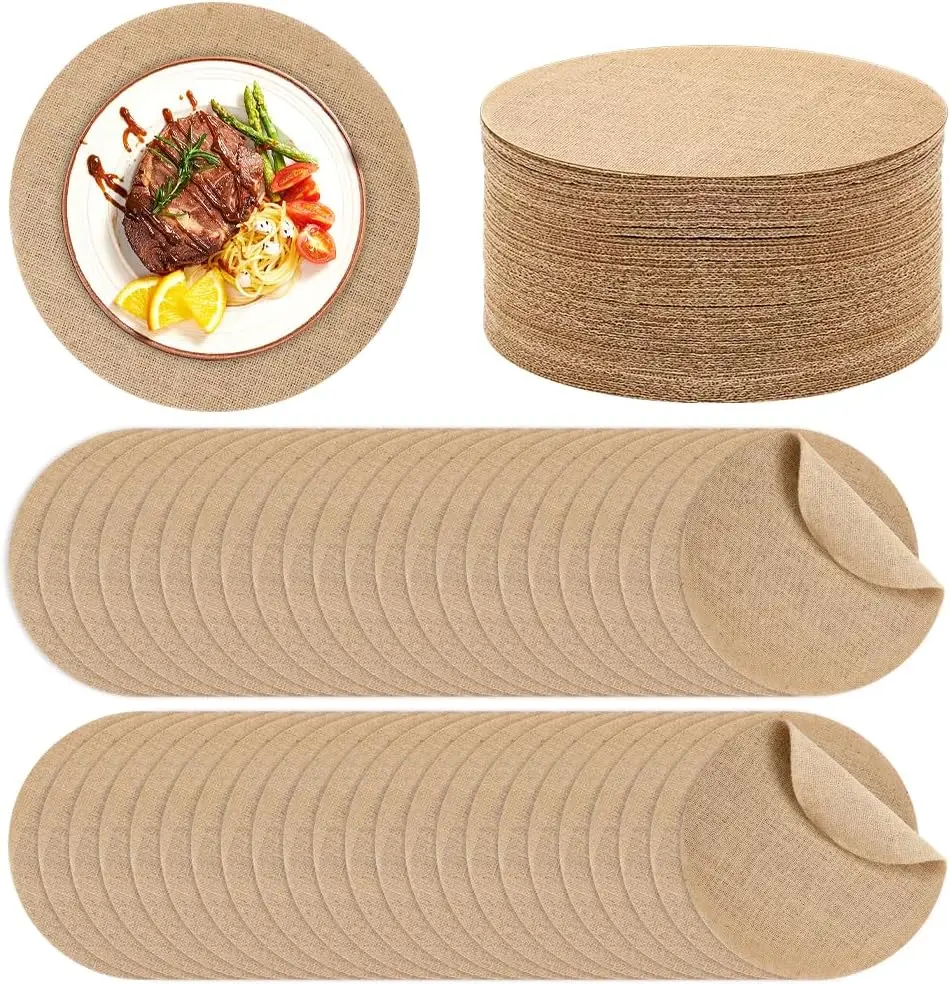 

Набор из 100 круглых плетеных салфеток из мешковины, 11,81 дюйма, термостойкие джутовые коврики для столов для обеденных столов, декор в деревенском стиле для фермерского дома