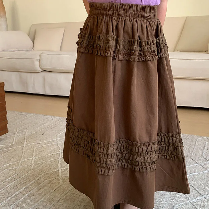 Girls' Spring/Summer Skirt High end Half length Skirt Korean Fashion Princess Skirt Girl A-line Princess Girls Lotus Leaf Skirt