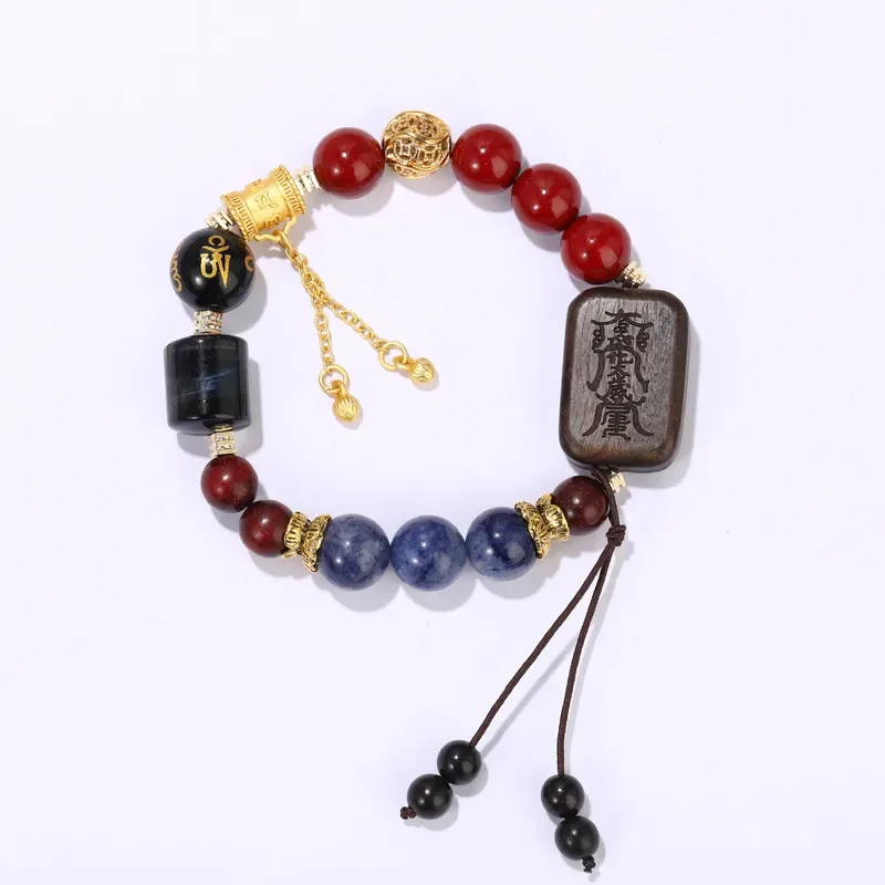 [Qishan Wang] Natural Blue Dongling Cinnabar Crystal Bracelet Design Wenwan Jewelry Buddha Bead Bracelet Wholesale