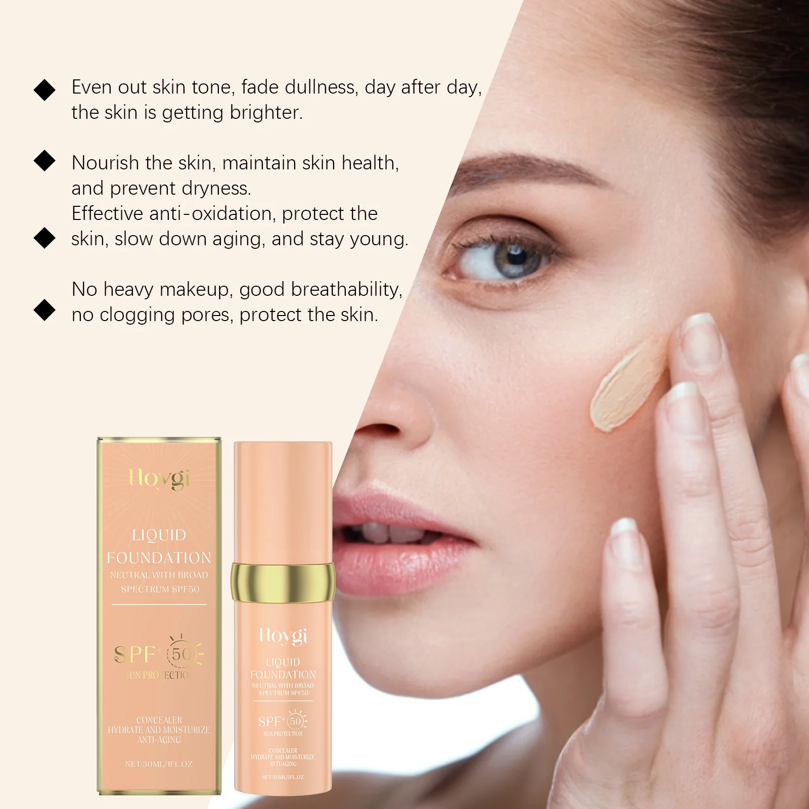 

Spf 50 Color Changing Foundation High Coverage Refreshing Moisturizing Makeup Base Waterproof Anti UV Base Cosmetics Face Makeup