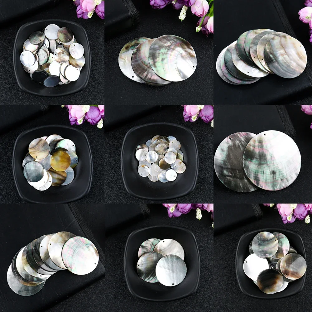 2PCS Natural Black MOP Shell Beads DIY Wind Chimes Pendant Craft Charms for Jewelry Making Findings Accessories Earring Necklace