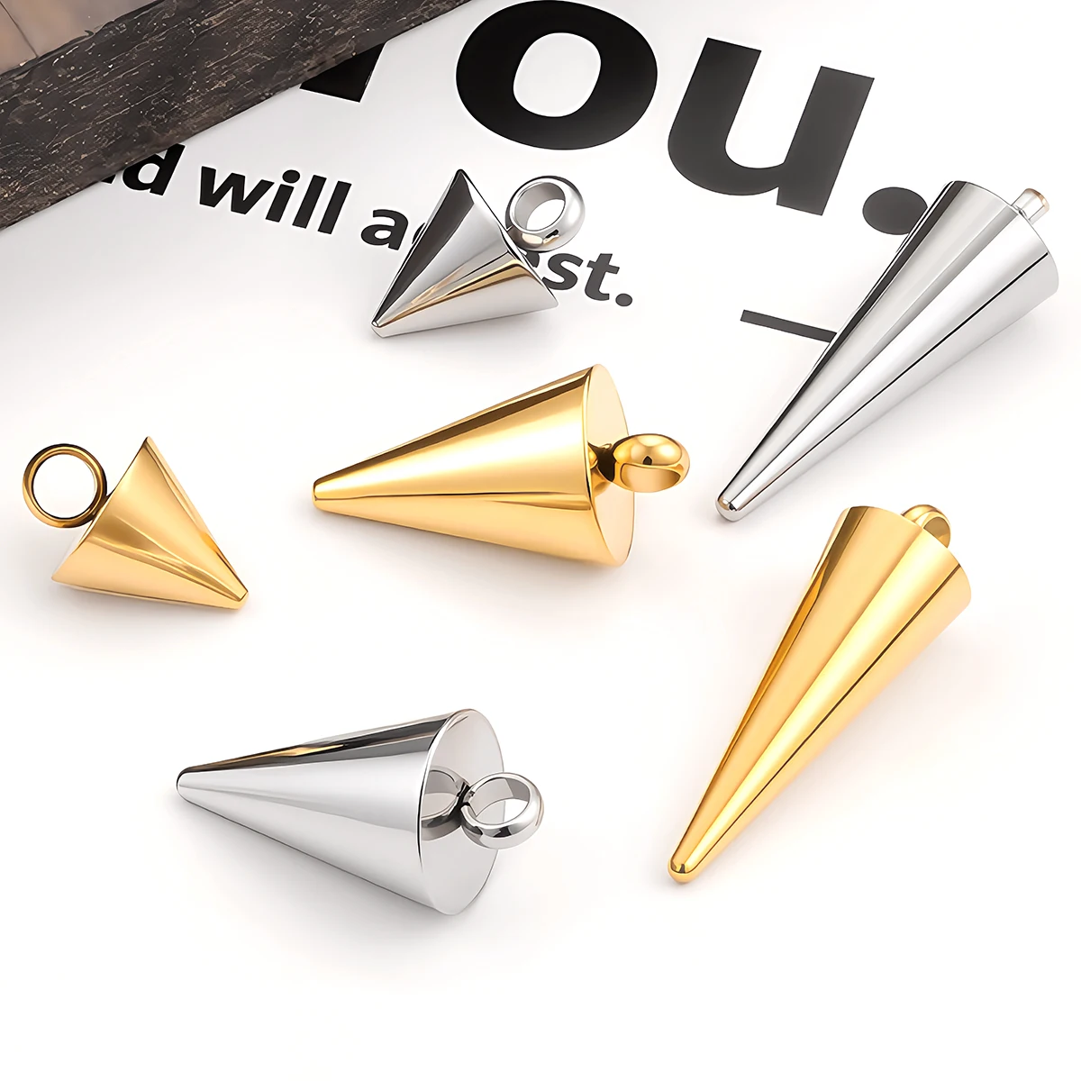 5/10 pçs de aço inoxidável cone encantos pingentes retro bala pico grânulo charme para colar brinco pulseira jóias fazendo descobertas