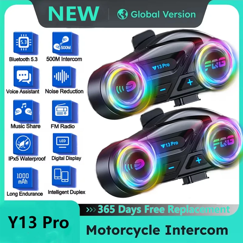 

Bluetooth Headphones Music Sharing 500M Intercom with Fm Waterproof 25H Battery Life Third-Party Intercom Free Call Headphones