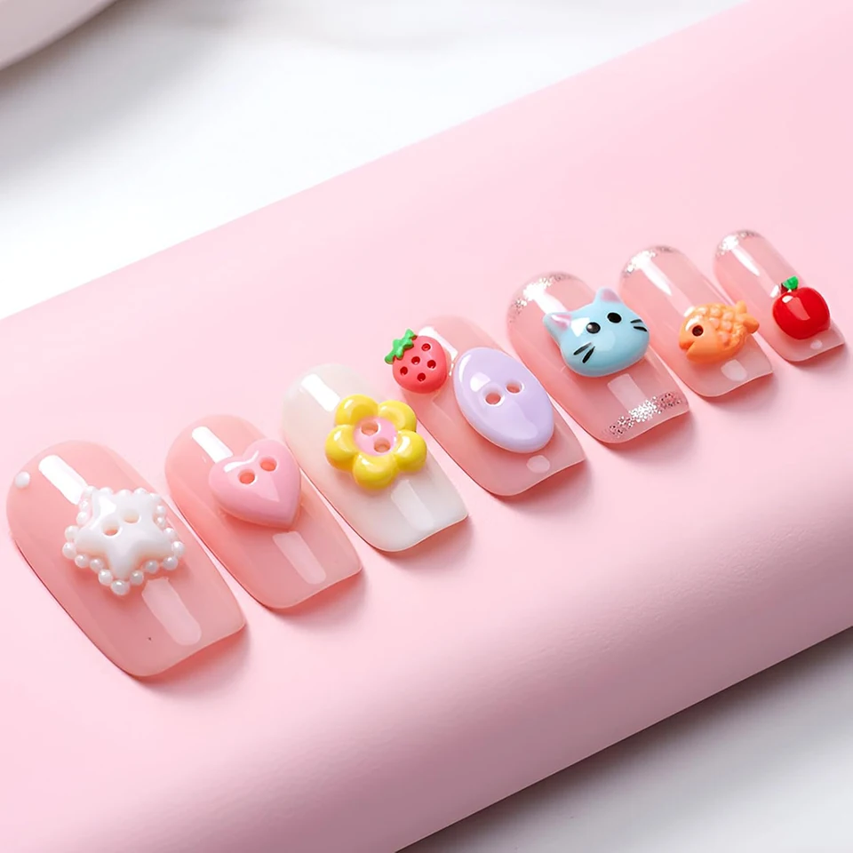 Moldes de silicona 3D para arte de uñas, formas de animales adorables, estrellas, DIY, botones de resina, adornos para uñas, suministros de manicura 4