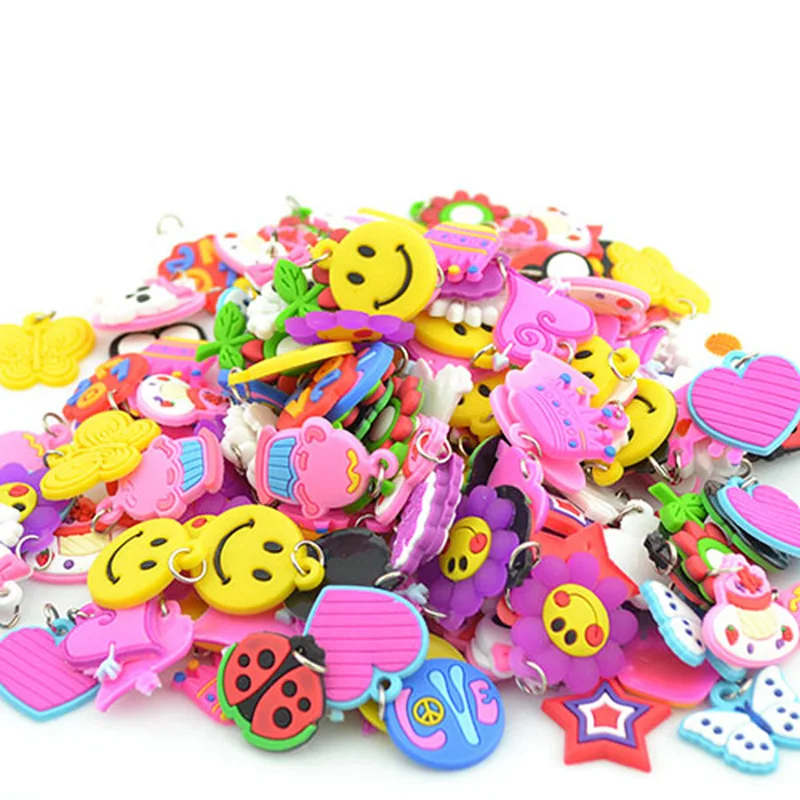 36PCS DIY Colorful Loom Rubber Bands Bracelets Jewelry Making Accessories for Kids Girls Charms Pendant Animal Flower Beads Toy