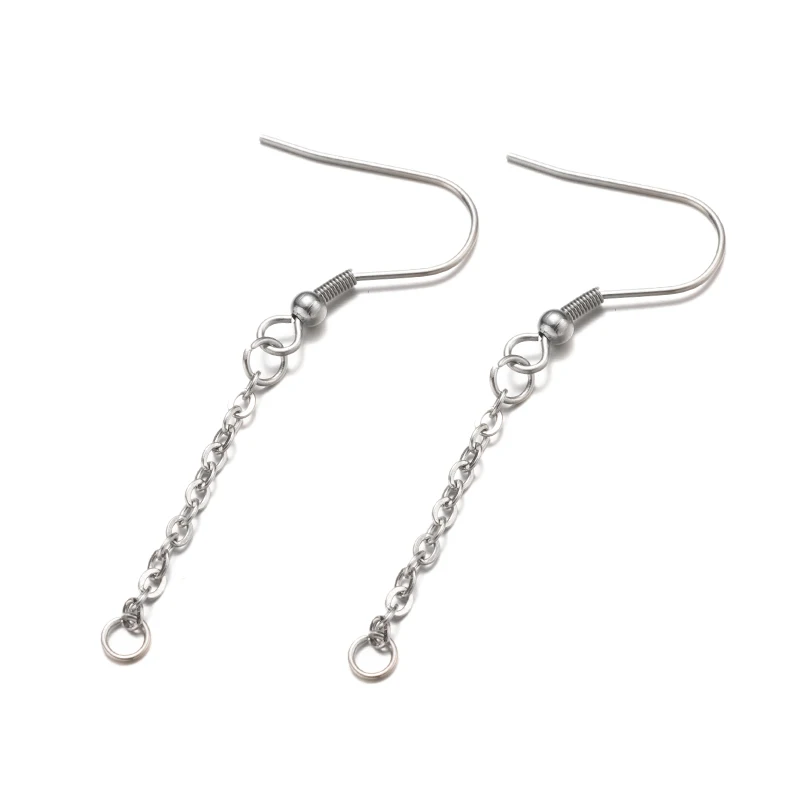 10pcs Stainless Steel Ear Chain Extended For DIY Earring Hooks  Connector Pendants Charms Jewelry Making Accessories Handcraft