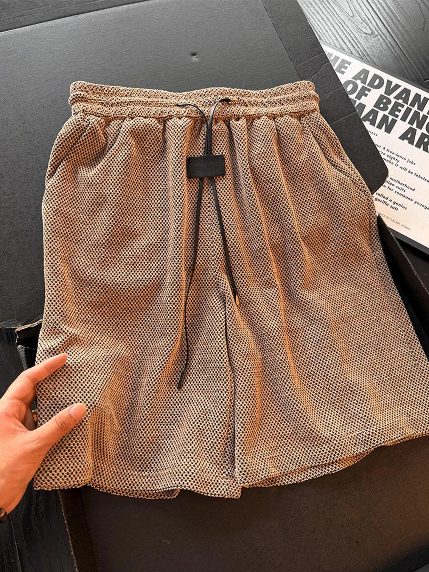 Grey Dragon Scale Pattern Quick Dry 4-Part Men's Summer Thin Texture Honeycomb Breathable Casual Shorts Sporty Loose Fit