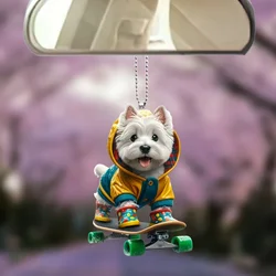 2D Terrier Skateboarding Keychain Cute Puppy Pendant Versatile Charm for Car Backpacks Home Festive Party Gift For Lady & Decor