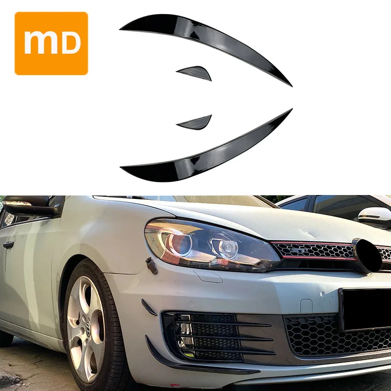 

Глянцевая черная противотуманная фара для Volkswagen Golf 6 High 6 Golf MK6 GTI GTD, декоративные клыки, защита корпуса, автомобильные аксессуары