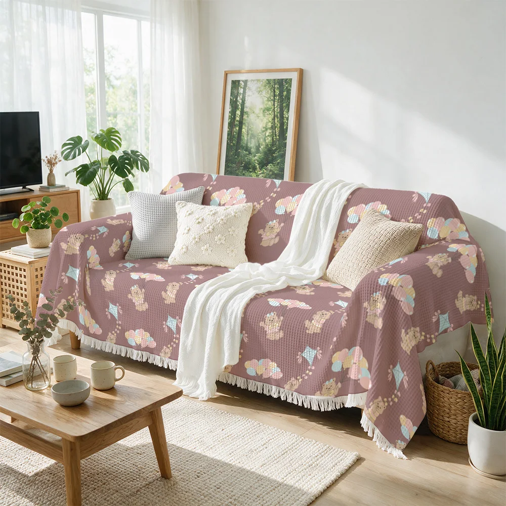 Premium Decorative Sofa Throw Blanket Pastel Cloud Floral Print Living Room Couch Cover Cozy Boho Nursery Home Decor Cushion Wra