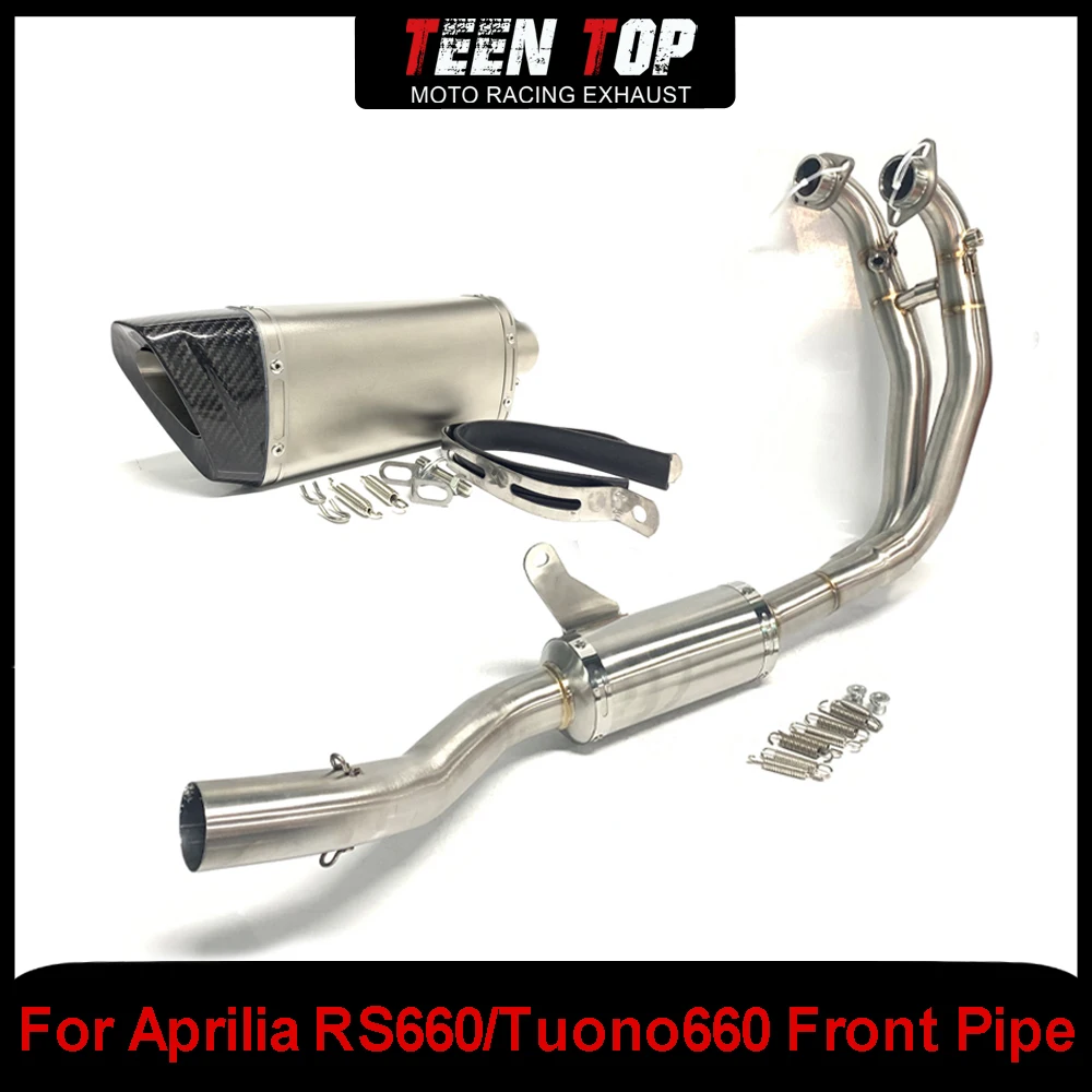 Sistemas de escape completos de acero inoxidable para Aprilia RS660 TUONO660, tubo de escape modificado para motocicleta, silenciador de escape de carbono