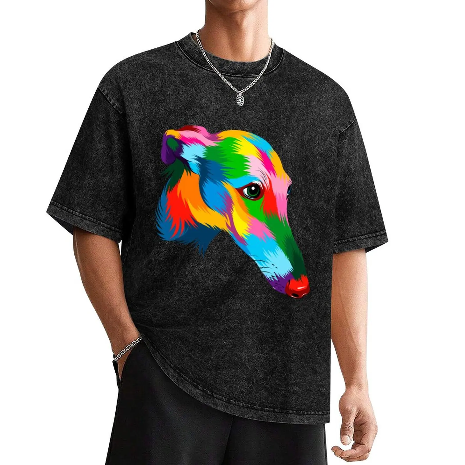 

Greyhound Dog Multicolored Abstract Artwork T-Shirt plain heavyweights anime stuff shirts men graphic