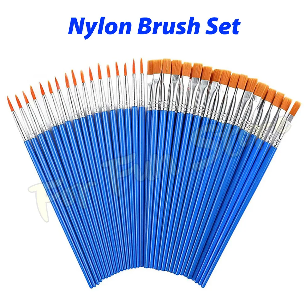 For Fun 20/50/100PCS Painting Brushes Set Flat-headed Nylon Hair Brush Doodling DIY Line Drawing Pen for Oil Acrylic Watercolor