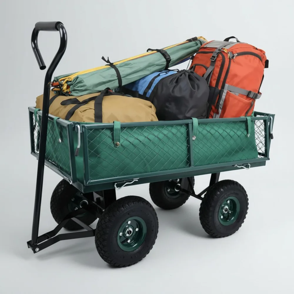 

Heavy Duty Utility Wagon Cart with Removable Mesh Sides, 400 LBS Capacity for Home Garden Hauling