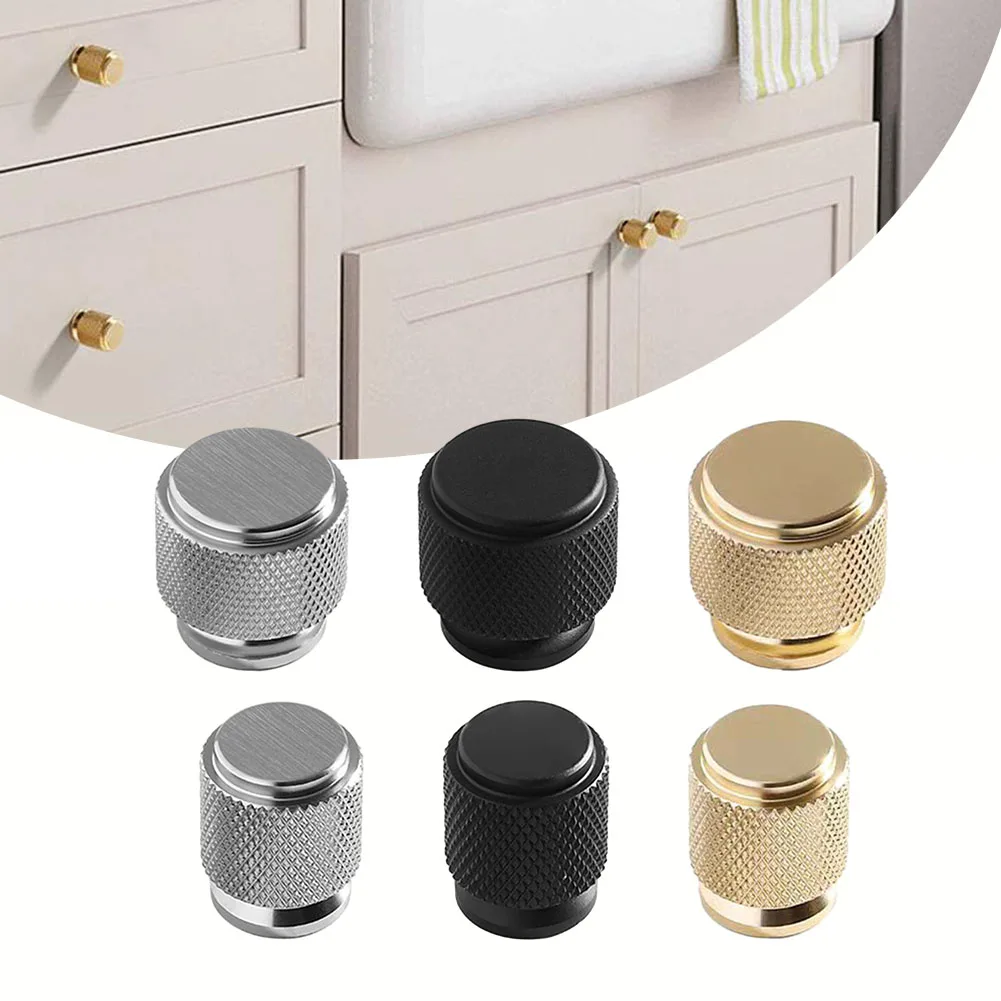 1PCS Home Wardrobe Door Pull Knurled Cabinet Knob Matt Black Aluminium Kitchen Cabinet Door Cupboard Drawer Handle Hardware