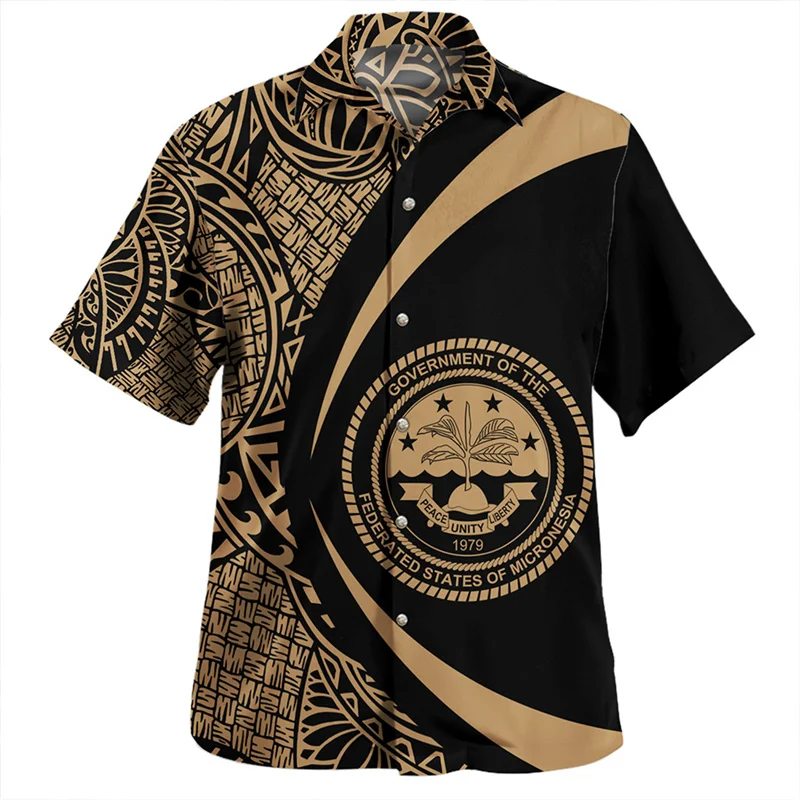 

Summer Harajuku 3D Federated States Of Micronesia Flag Tribal Printing Shirts FSM Coat Of Arm Emblem Printing Short Shirts Tops