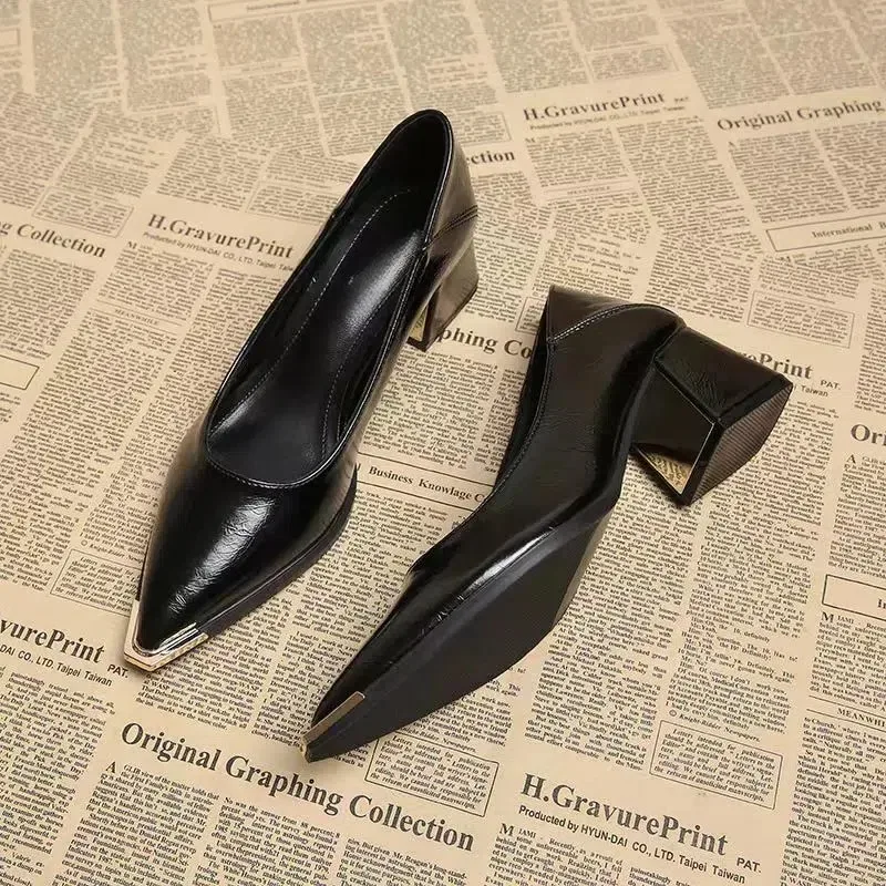 

Elegant Heeled Women's Pointed Toe Fashion Shallow Shoes 2026 Autumn Party Loafers High Heel Dress Shoes Luxury Mujer Sandalias