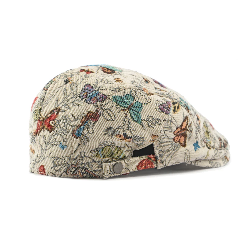 Women\'s Cotton Beret Hat with Embroidered Graffiti Design 55-60cm All Season Fashion Beret Cap