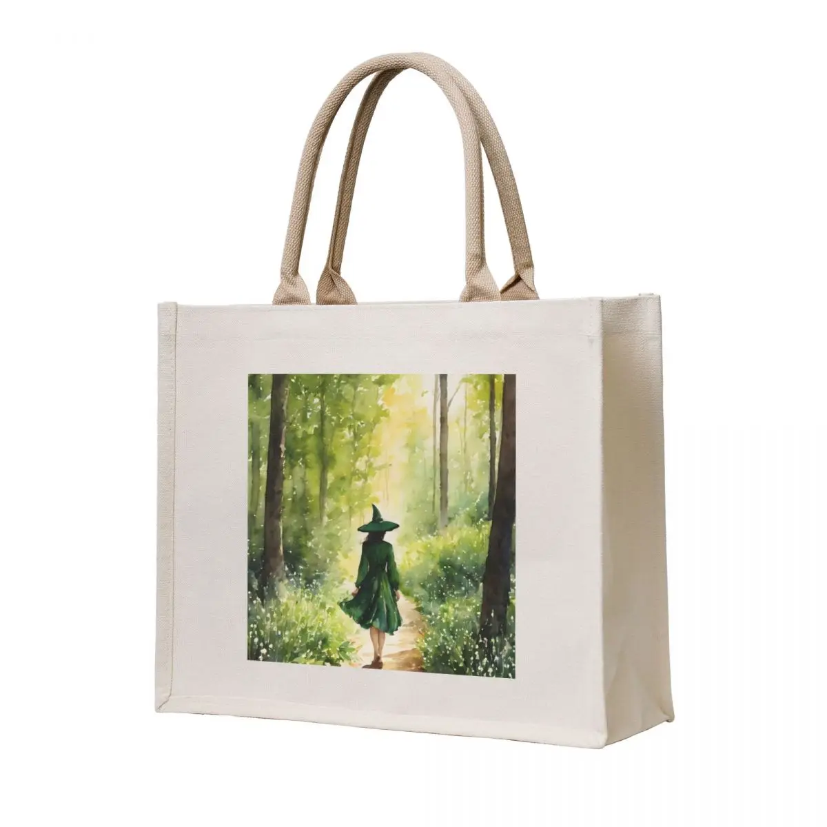 

The Green Witch in Spring Woods Tote Bag free delivery bags reusable shopping bags Gift bag