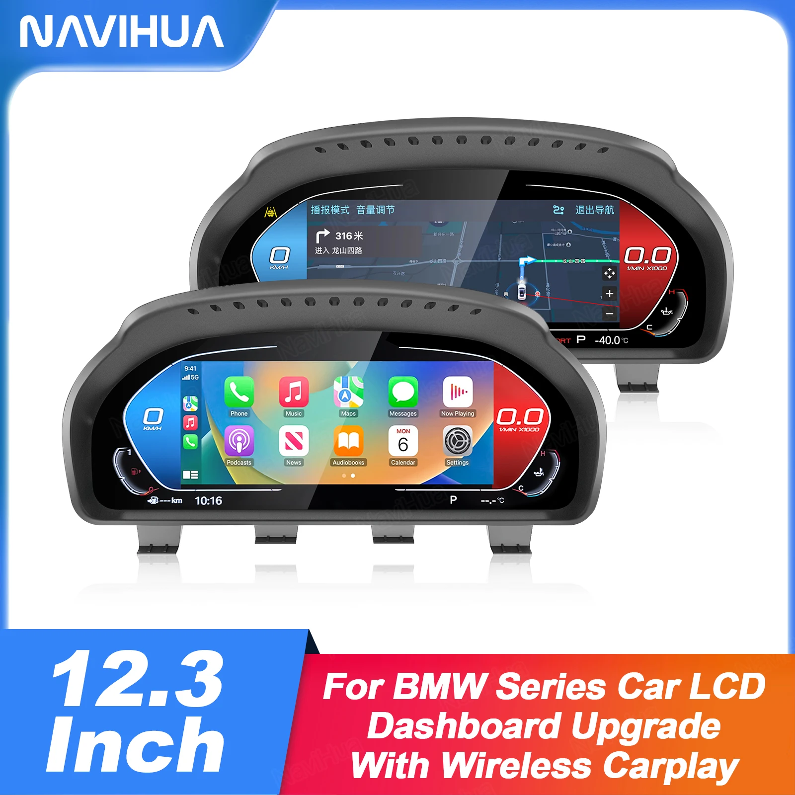 Navihua Virtual Cockpit Multimedia Dashboard Speed Meter LCD Cluster for BMW 5 6 7 X3 X4 X5 X6 F10 F12 F25 F26 F15 F16 Carplay