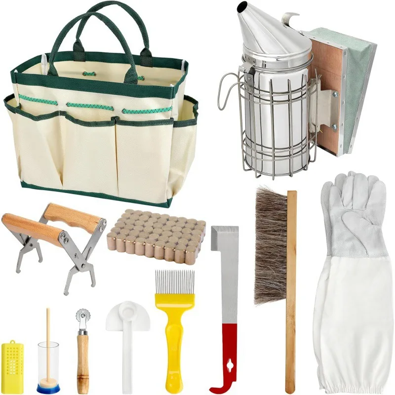 12-Piece Beginner Beekeeping Starter Kit Full Set Beekeeper Supplies All Beehive & Beekeeping Tools