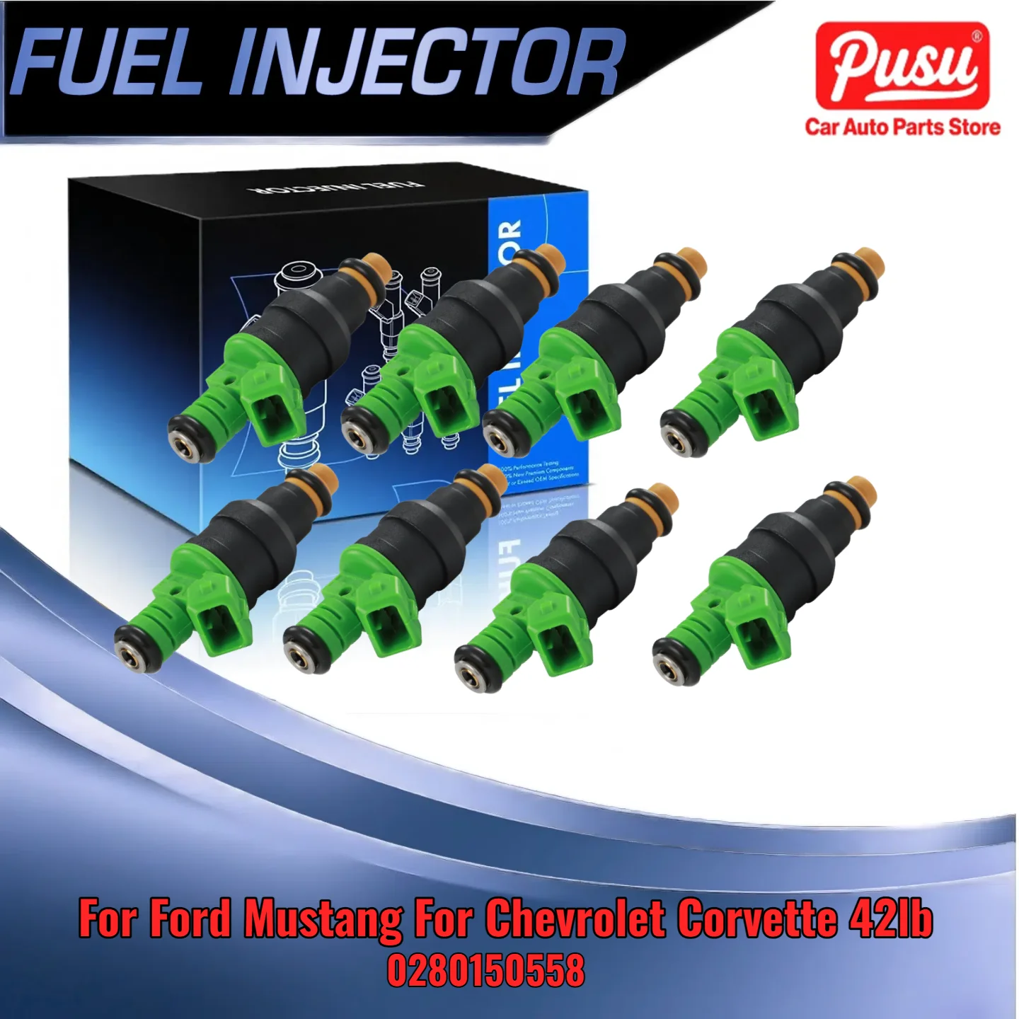 

8 Fuel Injectors 42lb For Ford Mustang For Chevrolet Corvette 0280150558