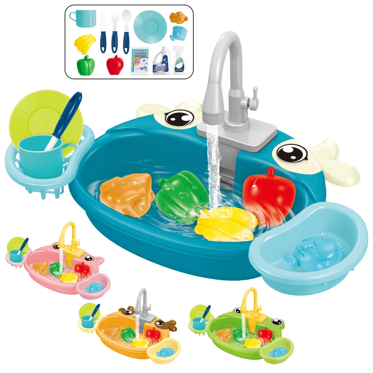 ของเล่นเครื่องล้างจาน อ่างล้างจานเล่นไฟฟ้าพร้อมน้ําไหล ระบบวงจรน้ําอัตโนมัติ อุปกรณ์ครัวจําลอง