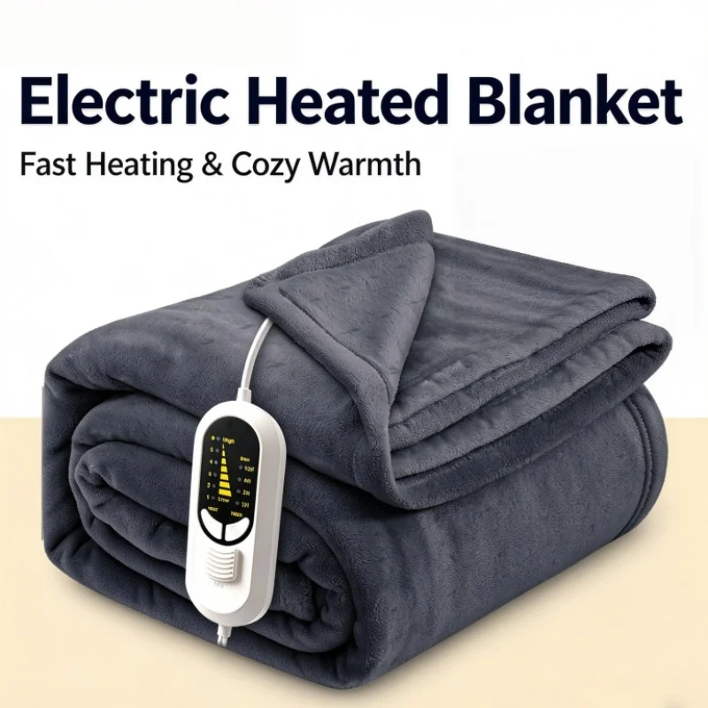 Electric Blanket Soft Flannel Fast Heating Throw 6 Heat Levels Timer Automatically Shuts off Sofa Bed Home Winter Heating Blanke