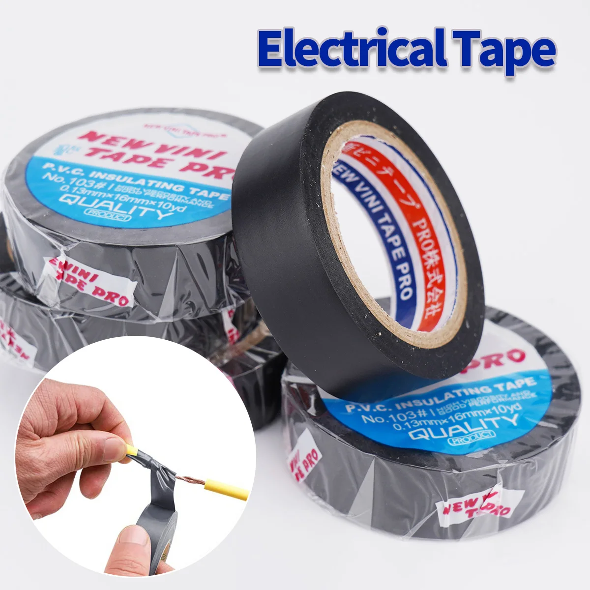 Black Electrical Tape Flame Retardant Insulation Electrician Wire High Voltage PVC Waterproof Self-adhesive Tape