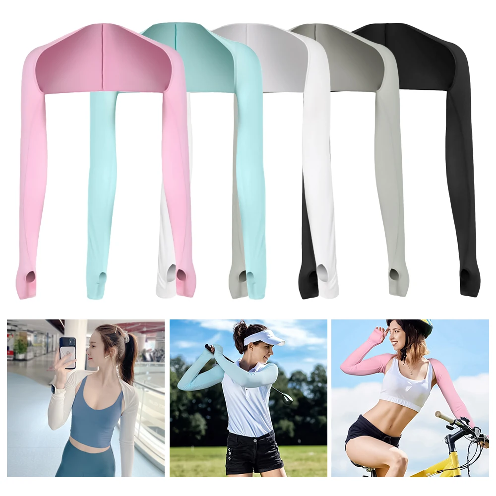 Summer One-piece Arm Sleeves Ice Long Arms Cover Sleeve Shawl Breathable Sun Protection Outdoor Sports Quick Drying Oversleeve