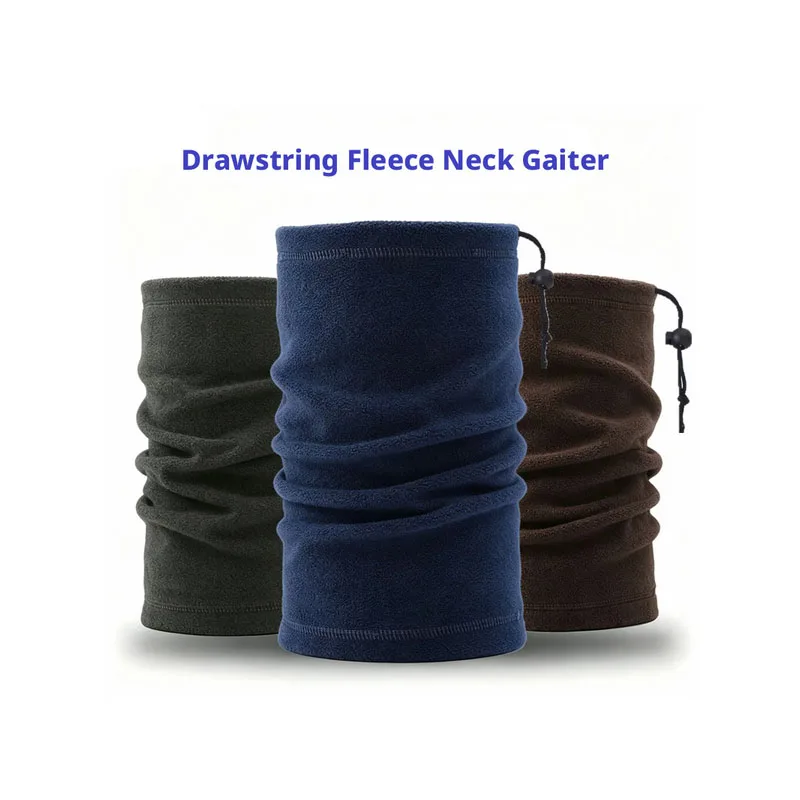 Unisex Polar Fleece Neck Gaiter With Adjustable Drawstring, Winter Windproof Thermal Neck Warmer Face Cover for Skiing Cycling H