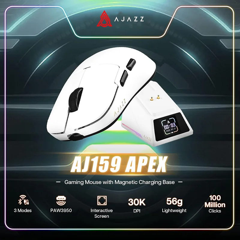 rato para jogos sem fio ajazz com base de carregamento magnetica rgb bluetooth com fio leve apto para pc laptop aj159 apex paw3950 01