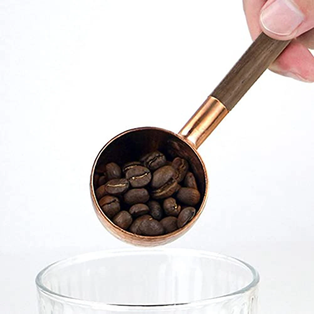 

Elegant Solid Wood & Copper Coffee Bean Measuring Spoon For Perfect Brew Measuring Cup Measuring Tools For Kitchen