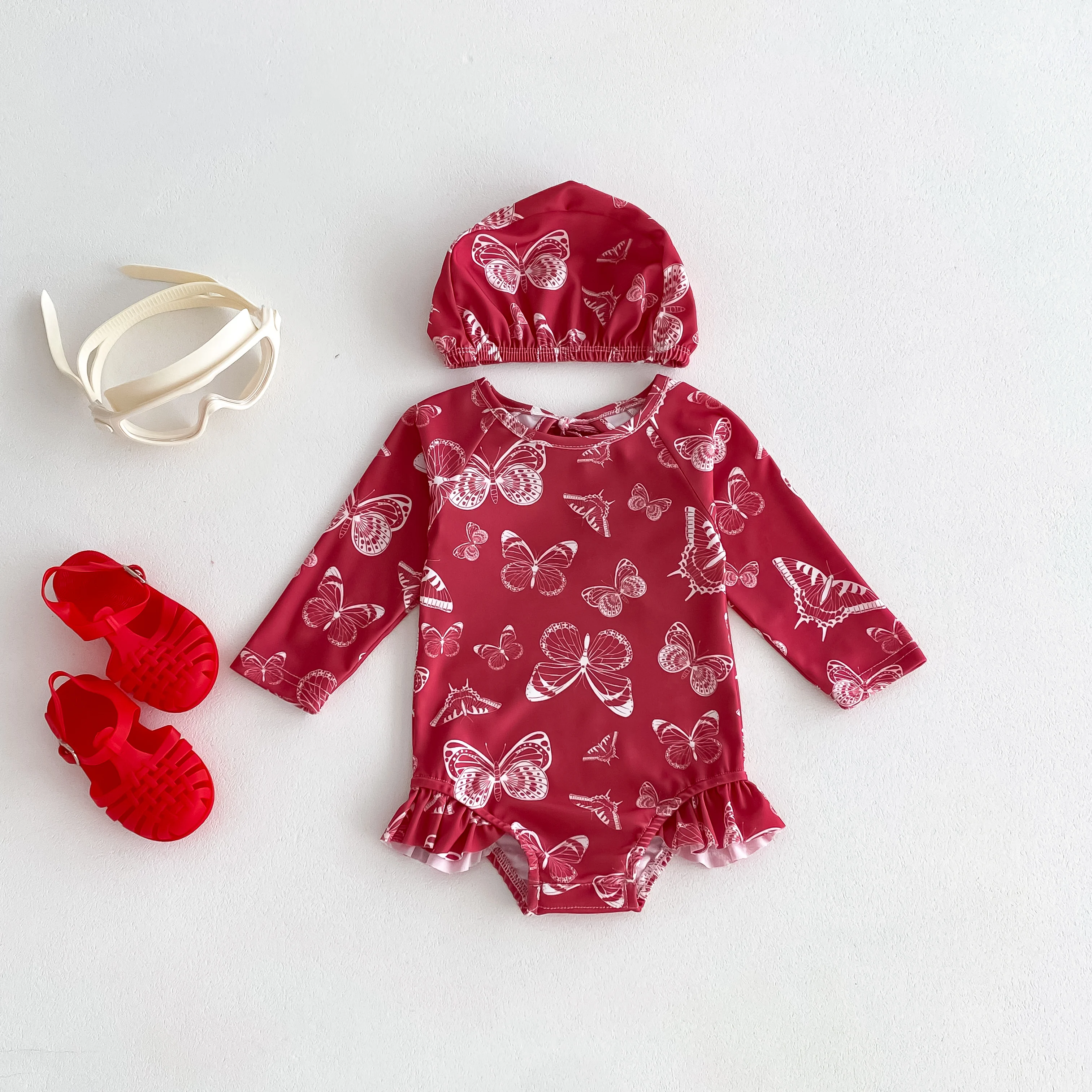 Korean Style Baby Girls' Halter Printed One-Piece Swimsuit for Newborns, Quick-Drying and Fashionable