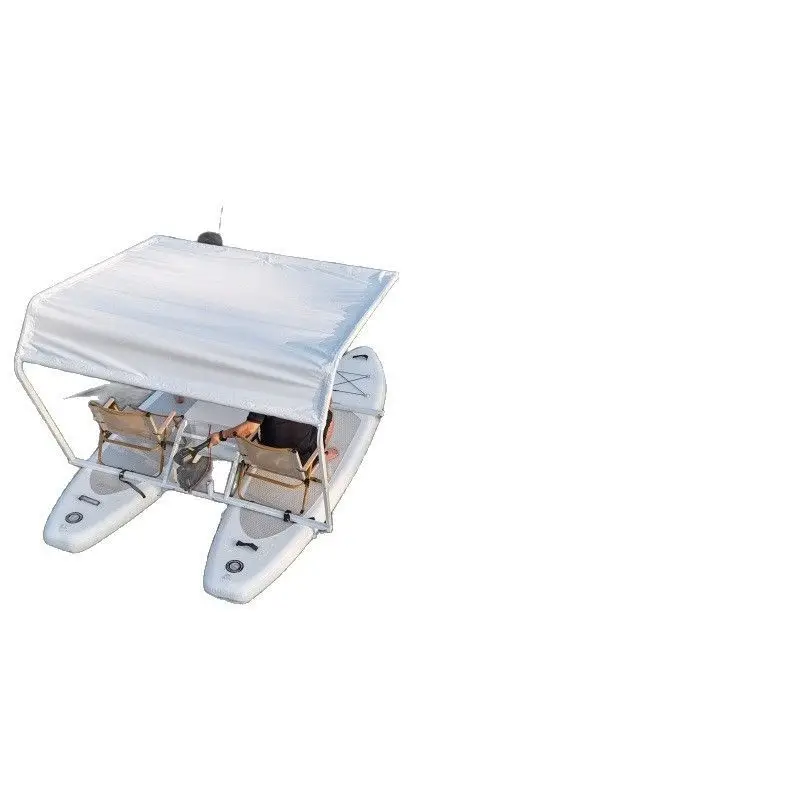 Double catamaran inflatable boat Thickened PVC shading leisure boat, electric propulsion water sightseeing boat