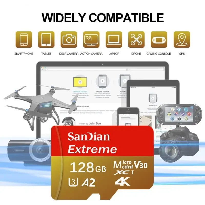 Sandian-Micro Memory Card para Nintendo Switch, Drone, TF, SD, Classe 10, Alta Velocidade, V60, 128GB, 1TB, 512GB, 256 GB, 2TB