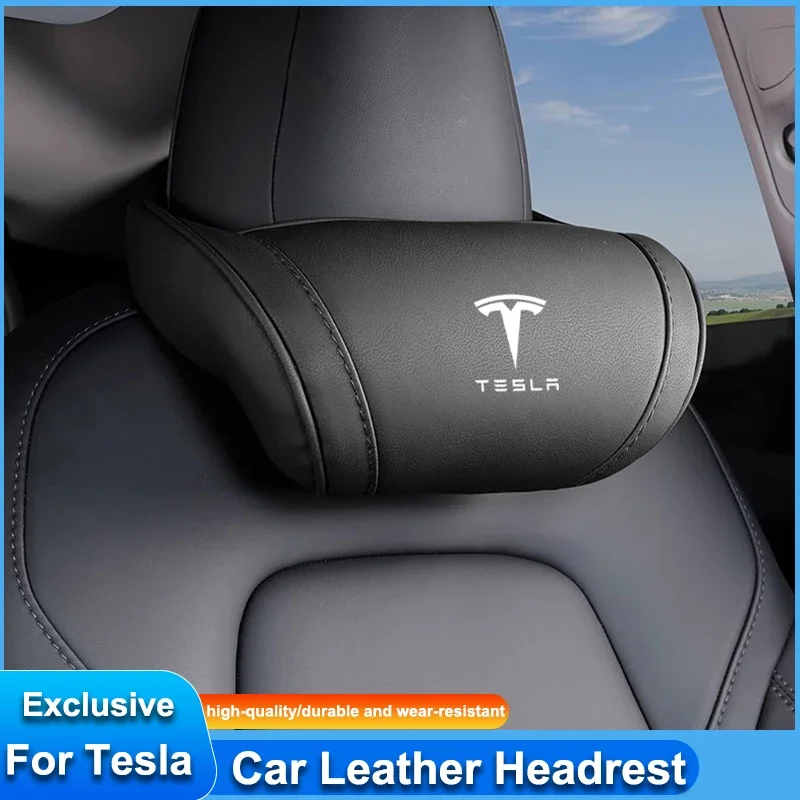 

Leather Car Seat Headrest Memory Foam Comfort Neck Pillow For Tesla Model 3 Y S X Cybertruck Juguete Coil Highland Auto Interior
