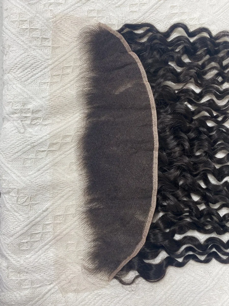 13x4 HD Frontal de encaje 10-22 pulgadas HD para mujeres Pre desplumado 150% rizado profundo Color Natural cabello humano brasileño Frontal de encaje completo