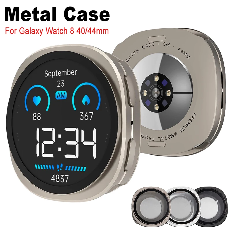 3-in-1-Metallgehäuse für Samsung Galaxy Watch 8 40 mm 44 mm, Displayschutzfolie, Aluminium-Stoßfänger, kratzfeste Abdeckung für Galaxy Watch 8