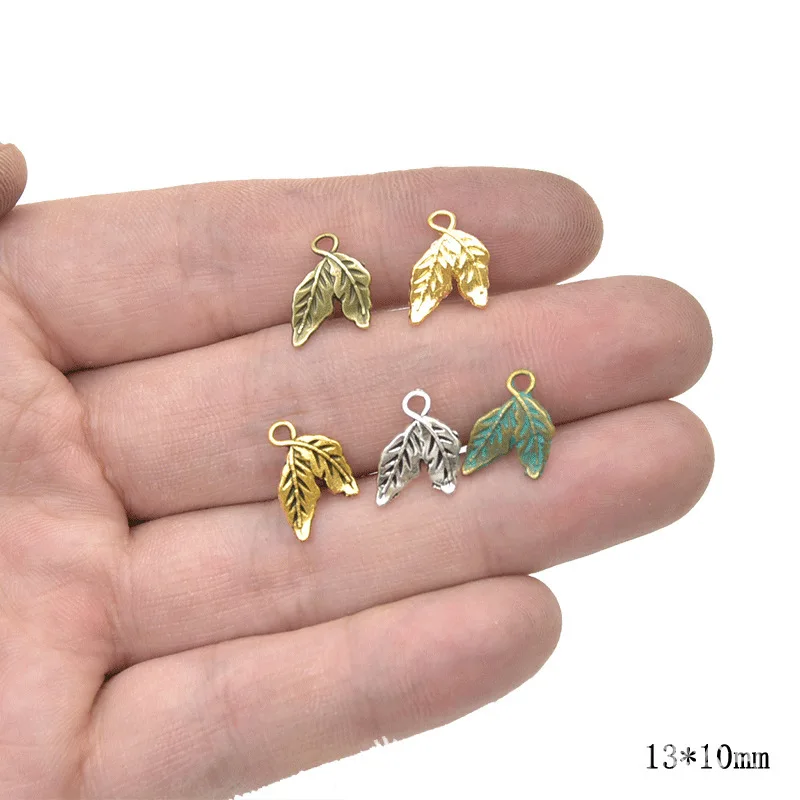 20pcs 13x10mm Double Hole Alloy Leaves Shape Pendant Charms Necklace Bracelet Earring DIY For Jewelry Making Accessories