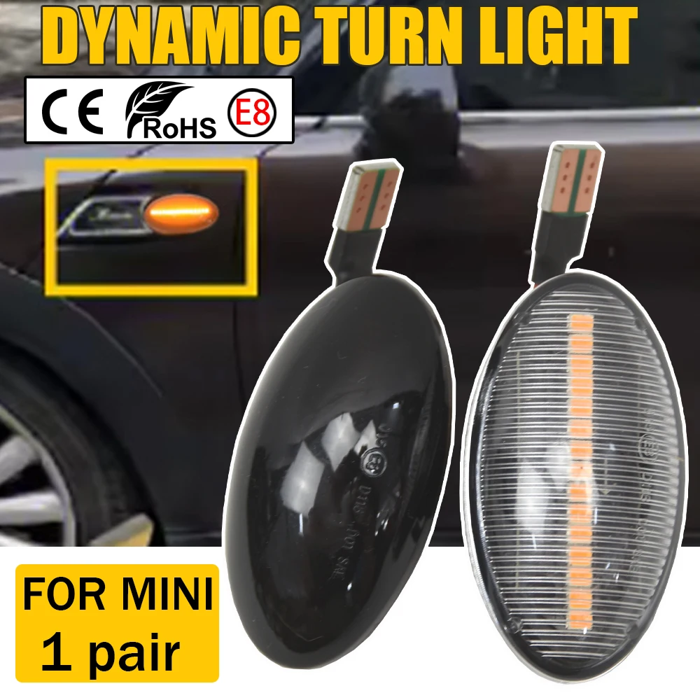Dynamic LED Side Marker Light For BMW MINI Cooper R50 R52 R53 2002 2003 2004 2005 2006-2008 Side Repeater Blinker Lamp
