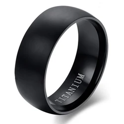 100% anelli in titanio moda classica 8mm colore nero opaco fidanzamento gioielli con ciondoli Anel per fedi nuziali maschili regali all'ingrosso