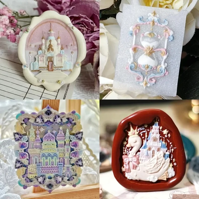 Fire Seal Magic Series Relief Copper Head Custom Fine Carved Copper Seal Head Castle Stamp Ticket Base Multi-Layer Birthday Gift