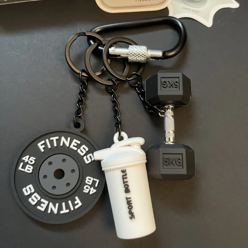 Neuer Modischer Fitness-Hantel-Schlüsselanhänger 3D Mini Simulierte Boxhandschuhe Schlüsselring mit Schloss Luxuriöser Taschenanhänger Dekoration – Detail 6