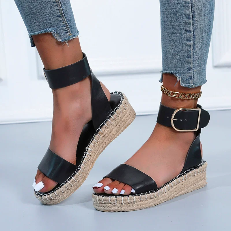 Leisure Sandals Summer Shoe Espadrilles for Women Footwear 2024 Women\'s Shoes Thick-soled Wedges Sandalias Mujer