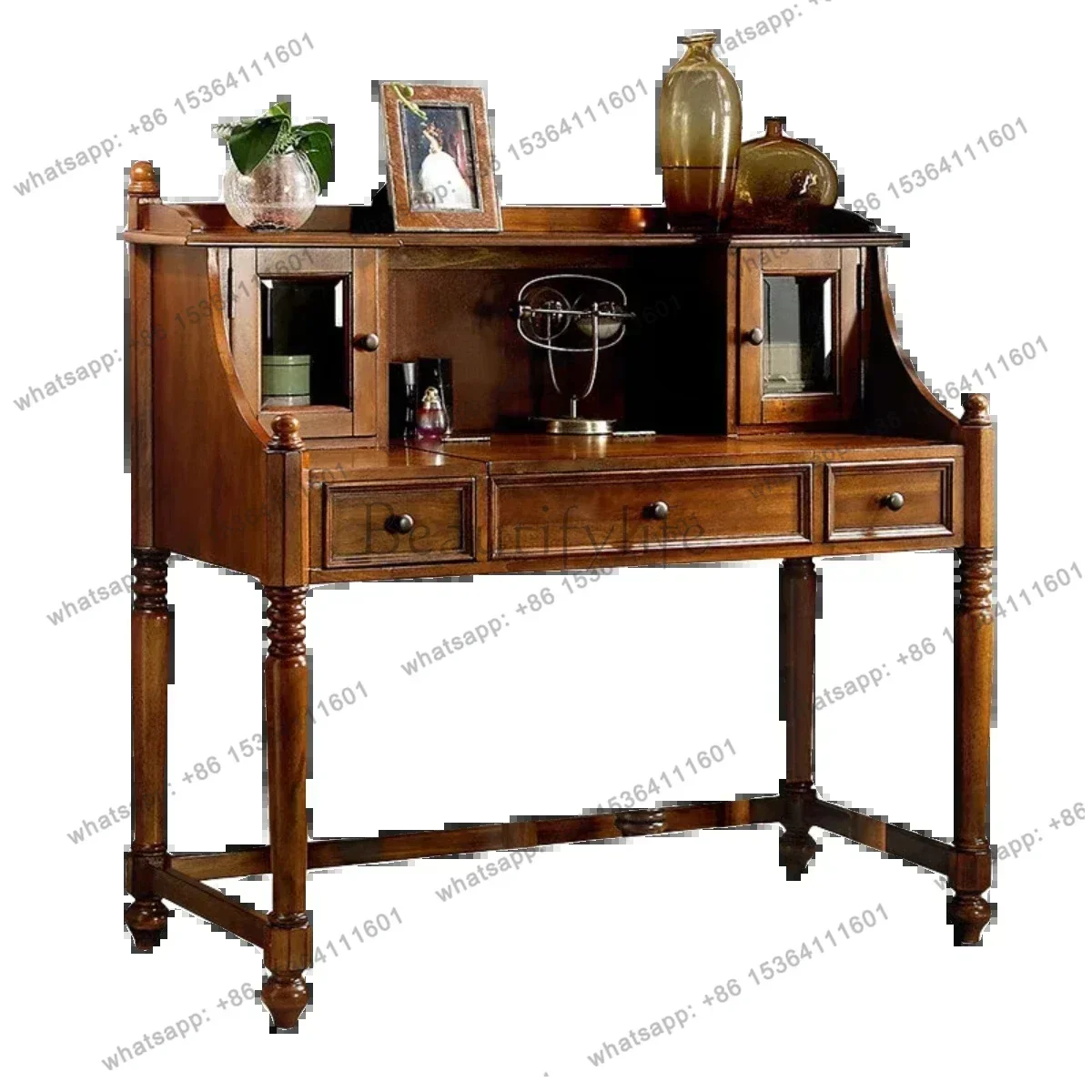 

American solid wood dresser, desk integrated flip, multi-functional storage storage, makeup European style