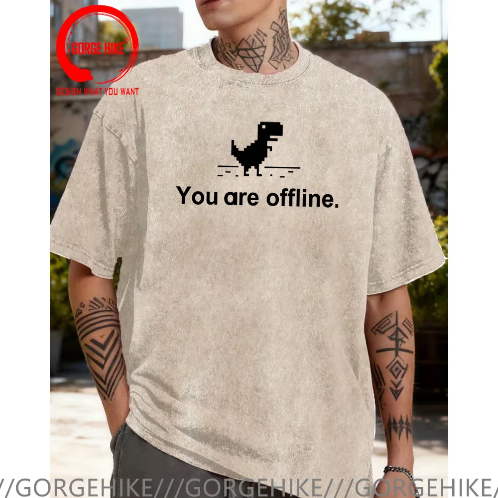 Funny Dinosaur You Are Offline Designed Print T Shirt Women Men Dino Casual Tee Shirt Oversized Fashion Plus Size 5XL T-Shirts